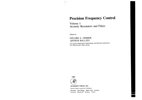 Precision Frequency Control, Two-Volume Set: Precision Frequency Control, Volume 1: Acoustic Resonators and Filters