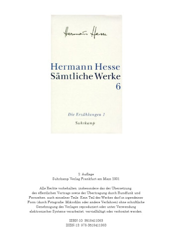 Sämtliche Werke in 20 Bänden und einem Registerband: Band 6: Die Erzählungen 1. 1900-1906