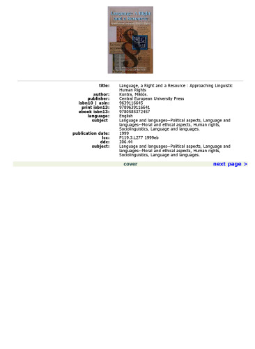 Language: A Right and a Resource: Approaching Linguistic Human Rights