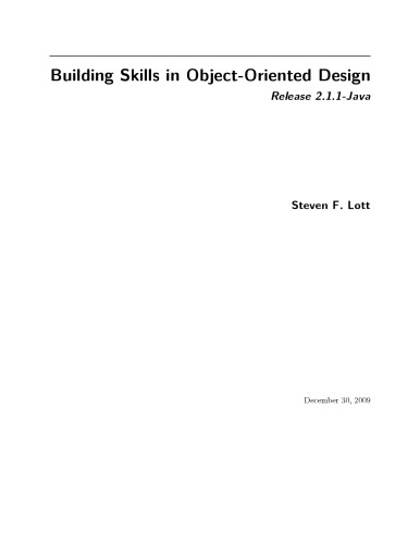 Building Skills in Object-Oriented Design (with Java)