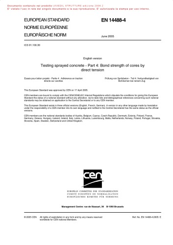 EN 14488-4:2005 Part 4: Bond strength of cores by direct tension