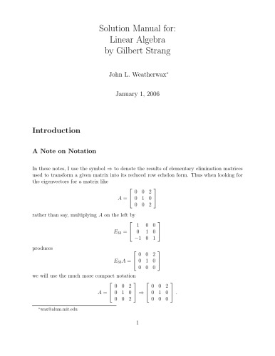 Solutions to Introduction to Linear Algebra by Gilbert Strang