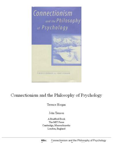 Connectionism and the philosophy of psychology