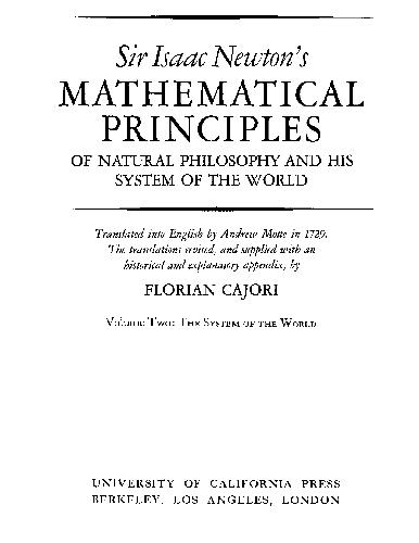 Mathematical Principles of Natural Philosophy II The System of the World