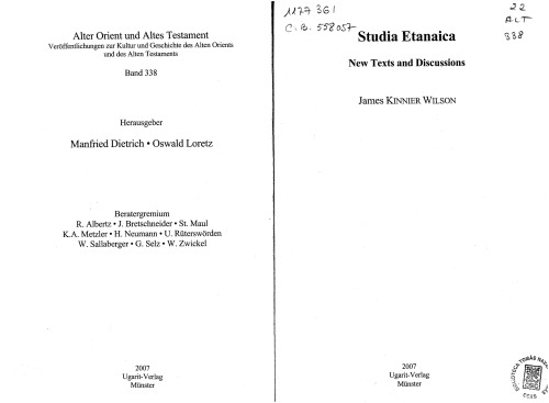 Studia Etanaica: new texts and discussions