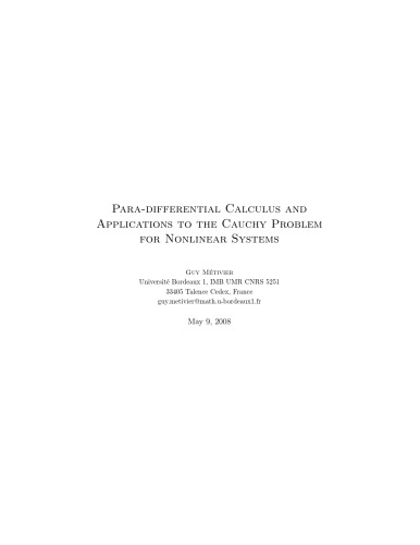 Para-differential Calculus and Applications to the Cauchy Problem for Nonlinear Systems