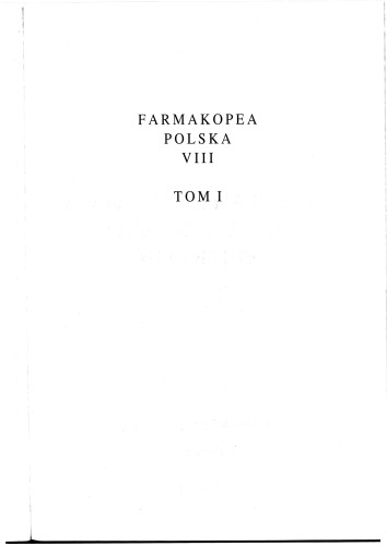 Farmakopea Polska VIII Tom 1