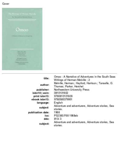 Omoo: A Narrative of Adventures in the South Seas, Volume Two, Scholarly Edition (Melville)