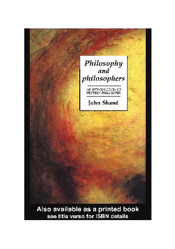 Philosophy and Philosophers. Introduction to Western Philosophy