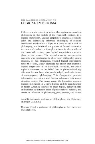 The Cambridge Companion to Logical Empiricism