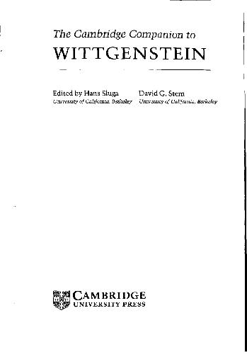 The Cambridge Companion to Wittgenstein