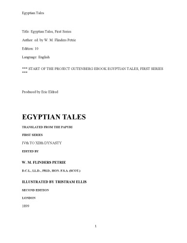 Egyptian Tales, First Series