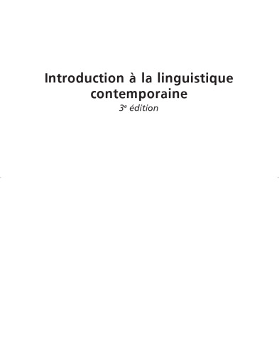 Introduction à la linguistique contemporaine