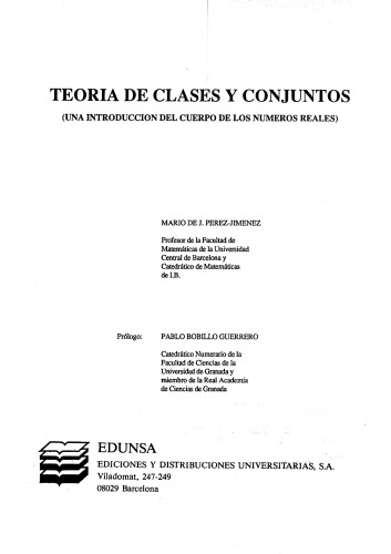 Teoría de clases y conjuntos: (una introducción del cuerpo de los números reales)