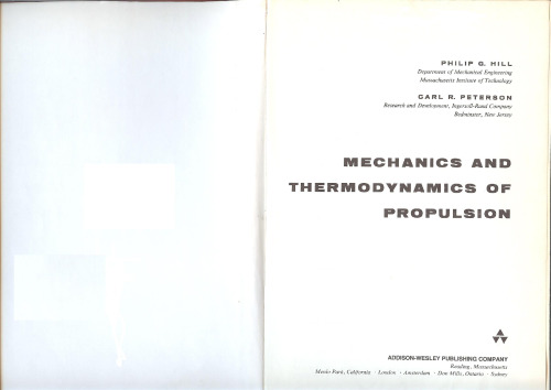 Mechanics and Thermodynamics of Propulsion (1st Edition)