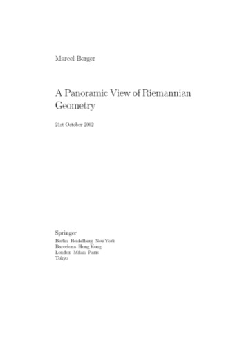 A panoramic view of Riemannian geometry