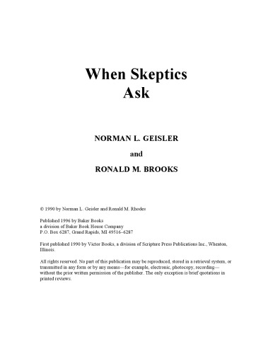 When Skeptics Ask: A Handbook on Christian Evidences