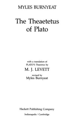 The Theaetetus of Plato