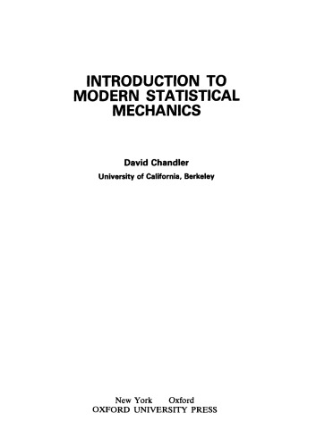 Introduction to Modern Statistical Mechanics