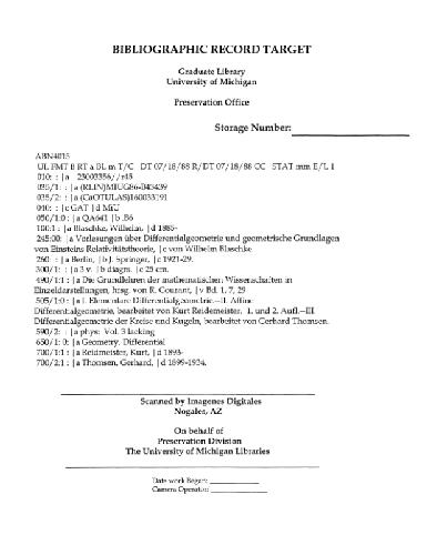 Vorlesungen ueber Differentialgeometrie