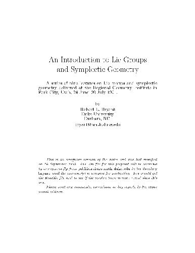 Introduction to Lie groups and symplectic geometry (1993 lectures)