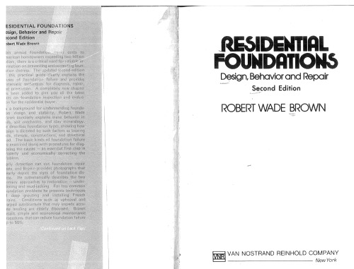 Residential foundations: design, behavior, and repair