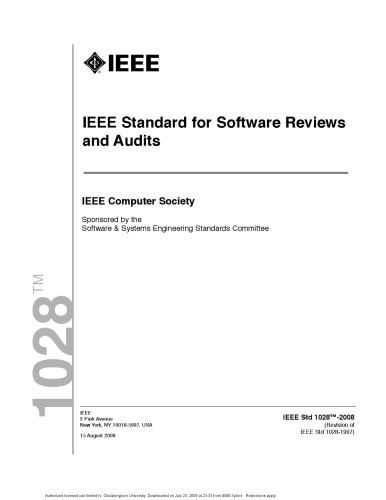 IEEE Std 1028-2008 Standard for Software Reviews and Audits