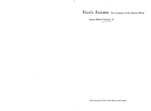 Vico's Axioms: The Geometry of the Human World