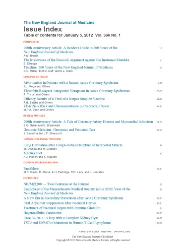 The New England Journal of Medicine January 5, 2012  Vol. 366 No. 1