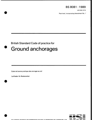 Code of Practice for Ground Anchorages