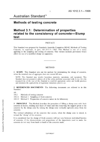 Methods of testing concrete, method 3: determination of properties related to the consistency of concrete