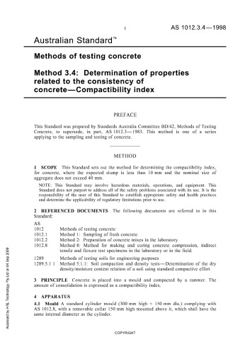 Methods of testing concrete, method 3: determination of properties related to the consistency of concrete