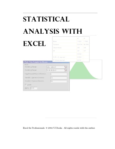 Statistical Analysis With Excel