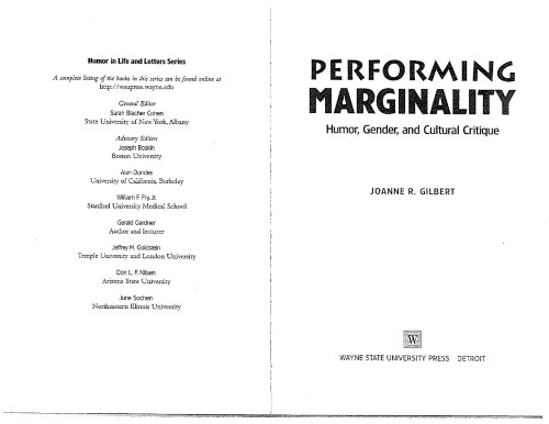 Performing Marginality: Humor, Gender, and Cultural Critique (Humor in Life and Letters Series)