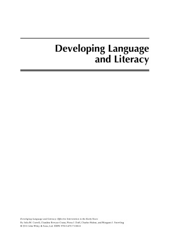 Developing Language and Literacy: Effective Intervention in the Early Years