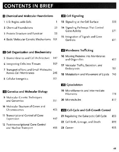 Molecular Cell Biology. Contents