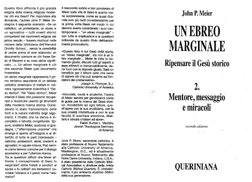 Un ebreo marginale. Ripensare il Gesù storico. Mentore, messaggio e miracoli