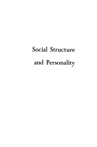 Social Structure and Personality