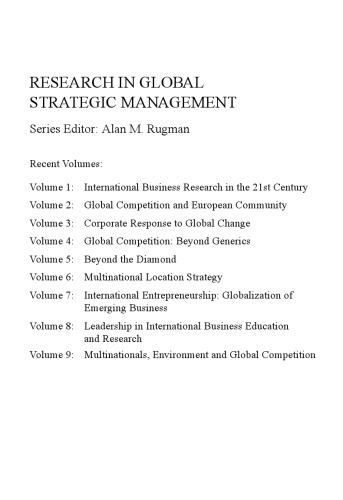 North American Economic and Financial Integration, Volume 10 (Research in Global Strategic Management)