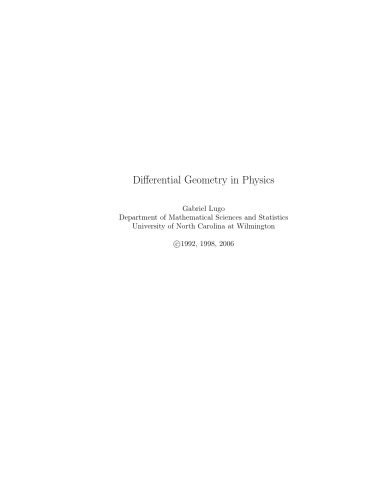 Differential Geometry in Physics (Lecture Notes)