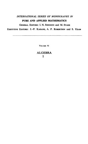 Algebra Vol. I