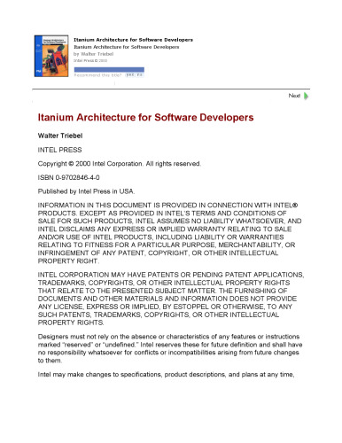 Itanium Architecture for Software Developers