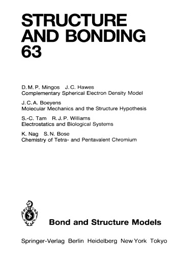 Bond and Structure Models (Structure and Bonding)