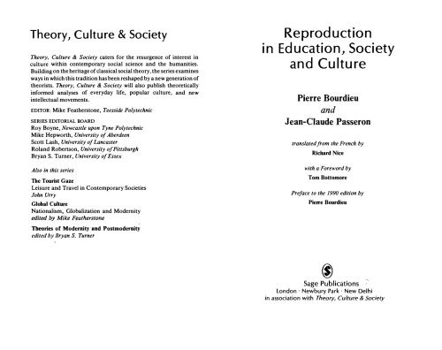 Reproduction in Education, Society and Culture