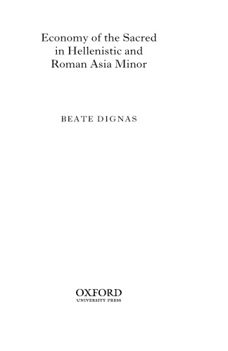 Economy of the Sacred in Hellenistic and Roman Asia Minor