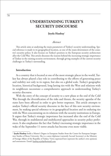 UNDERSTANDING TURKEY’S SECURITY DISCOURSE