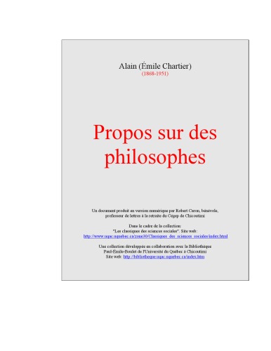 Propos sur des philosophes