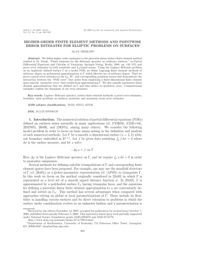 SIAM Journal on Numerical Analysis ~ Volume 47, Issue 2, 2008-2009 pp. 805-1600