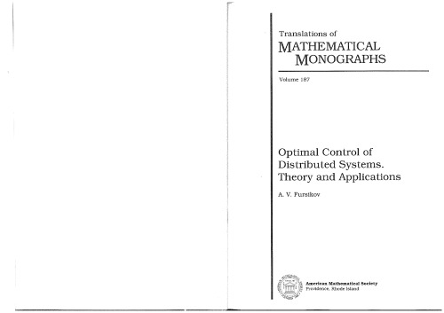 Optimal Control of Distributed Systems. Theory and Applications (Translations of Mathematical Monographs)