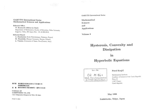 Hysteresis, Convexity and Dissipation in Hyperbolic Equations